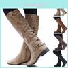 Schicke und Bequeme Damen Flache Niedrige Absatz Kniehohe Motorrad Punk Reitstiefel