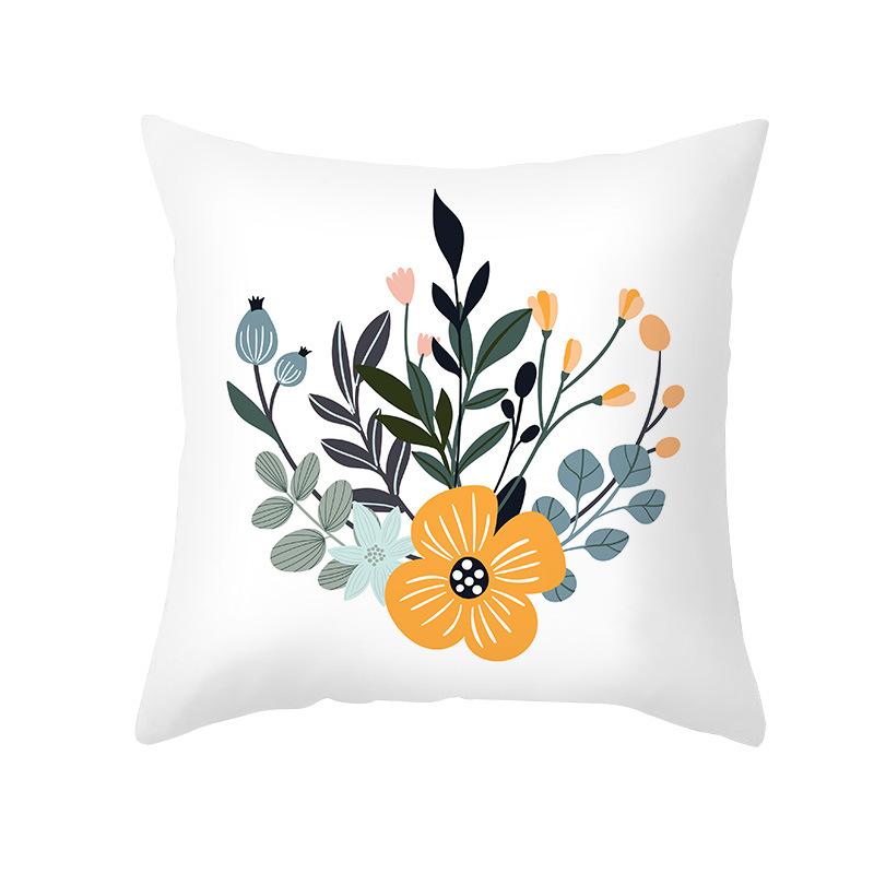 Home Peach Skin Printed Cushion Cover Nordic Green Plant Sofa Cushion Cover Office Cushion Cover