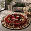 Holiday Party Home Decoration Round Christmas 3D Rug, Optical Illusion Area Santa Claus Gnome Quilted-Like Anti Slip Living Room Rug Anti-slip
