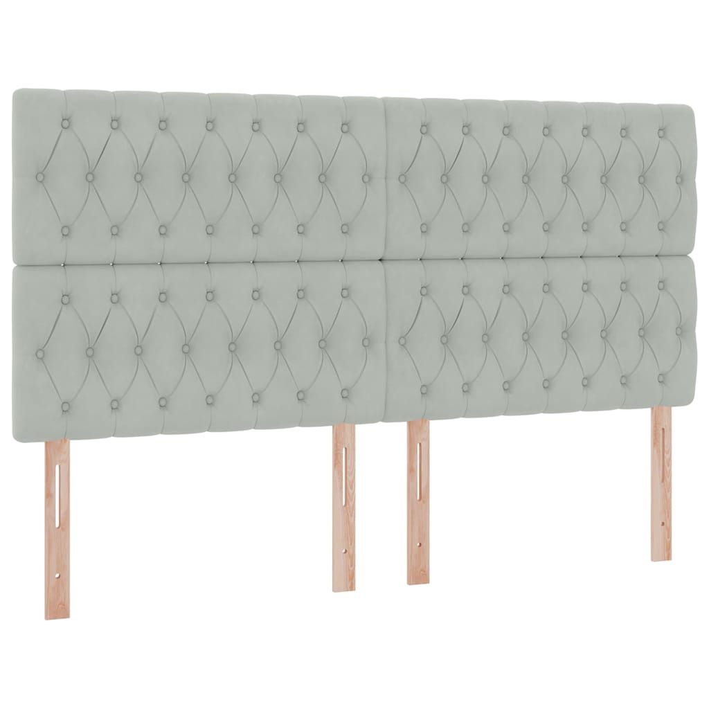 Storage Bed with Mattress Light Grey 200 x 200 cm Velvet
