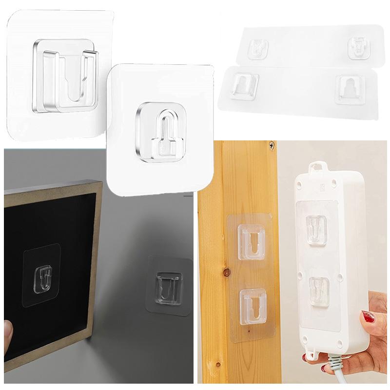 Double-Sided Adhesive Wall Hooks Hangers Strong Transparent Stickers Hooks Wall Storage Holder Hooks Kitchen Bathroom Organizer