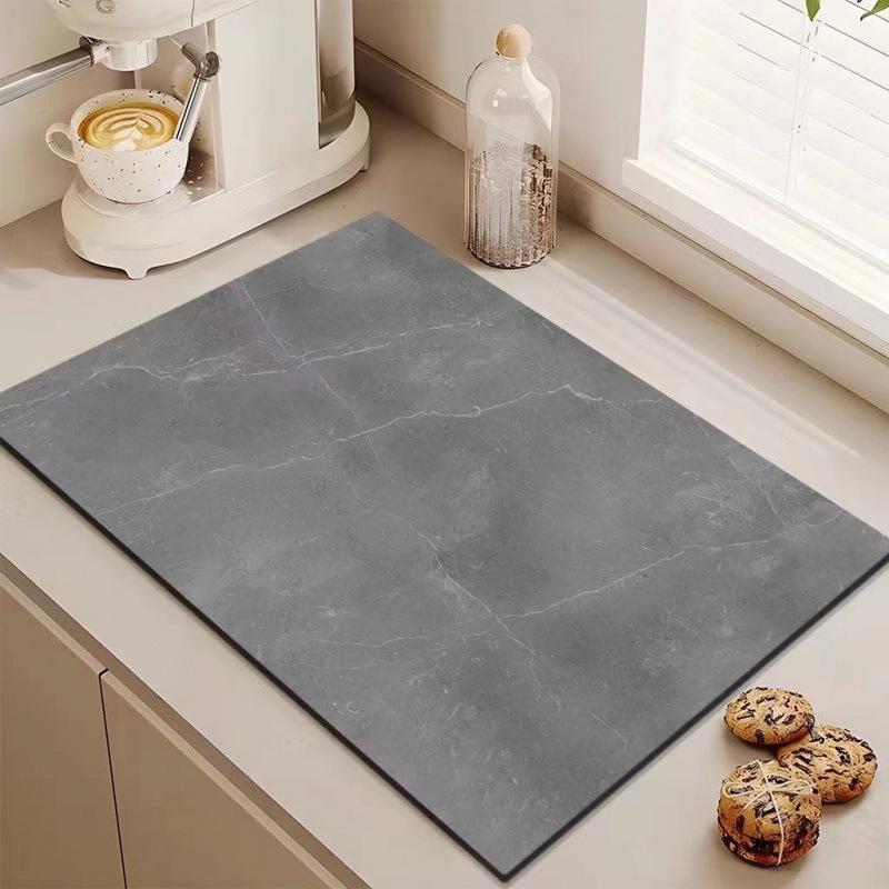 Marble Draining Mat: Diatomaceous Earth, Non-slip, Water Absorbent Kitchen & Dining Surface Mat