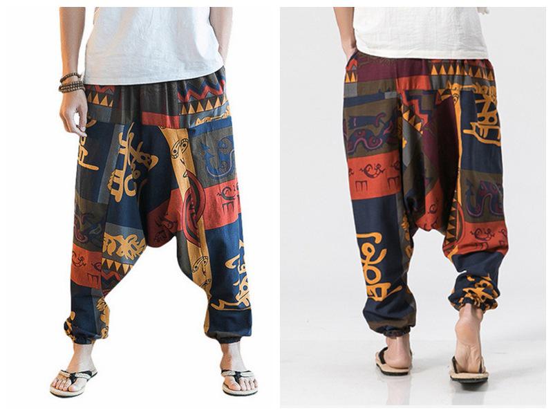 2021 Men's Loose Harem Pants, Cotton Linen, Plus Size, Wide Leg