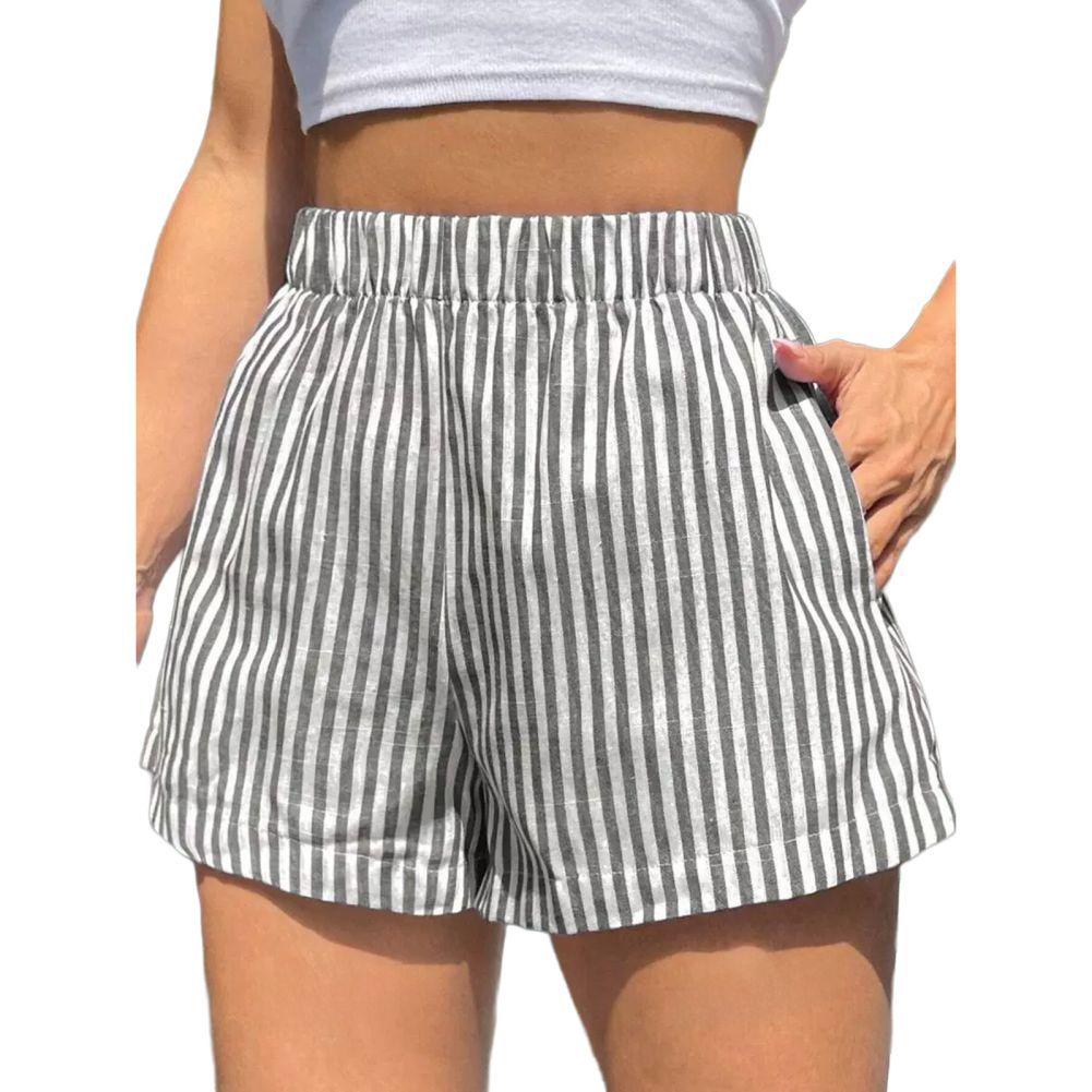 

Women s Vertical Stripe Relaxed-Fit Casual Shorts M