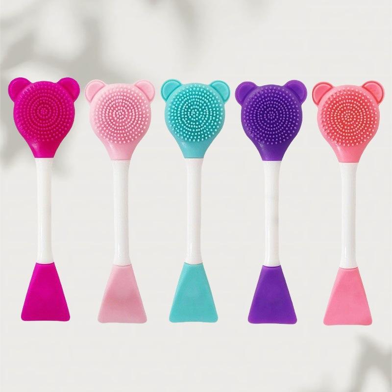 Double-Head Silicone Mud Mask Brush Massage Face Washing Makeup Brush DIY Beauty Salon Soft Mask Facial Mask Brush Cleansing Brush
