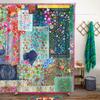 Bohemian Colorful Flowers Spring Summer Wildflower Shower Curtain, Polyester Fabric Waterproof Bath Decorative Shower Curtain