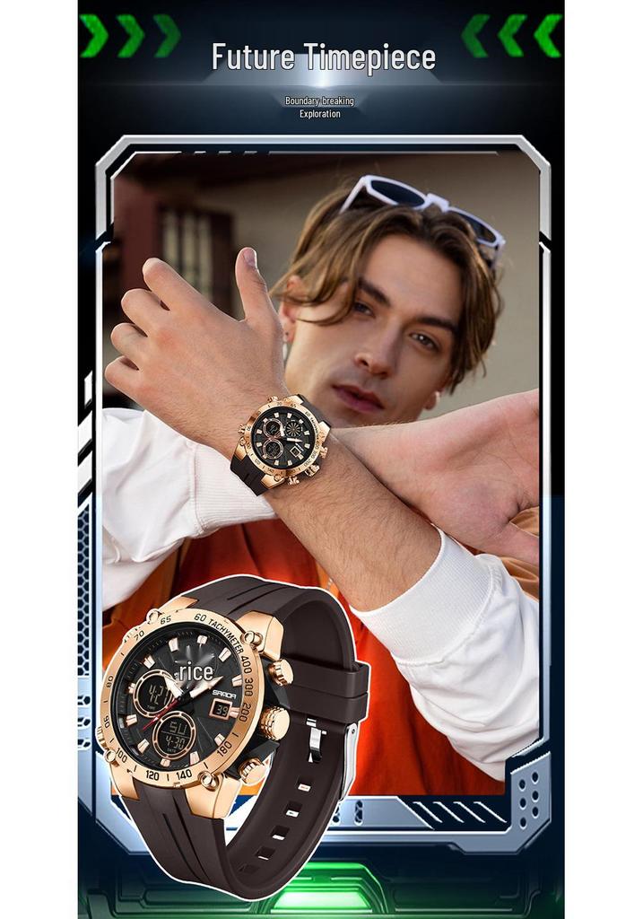 SANDA Men's Fashion Sports Dual Display Electronic Watch – Multifunction Timer, Alarm, Luminous, Waterproof.