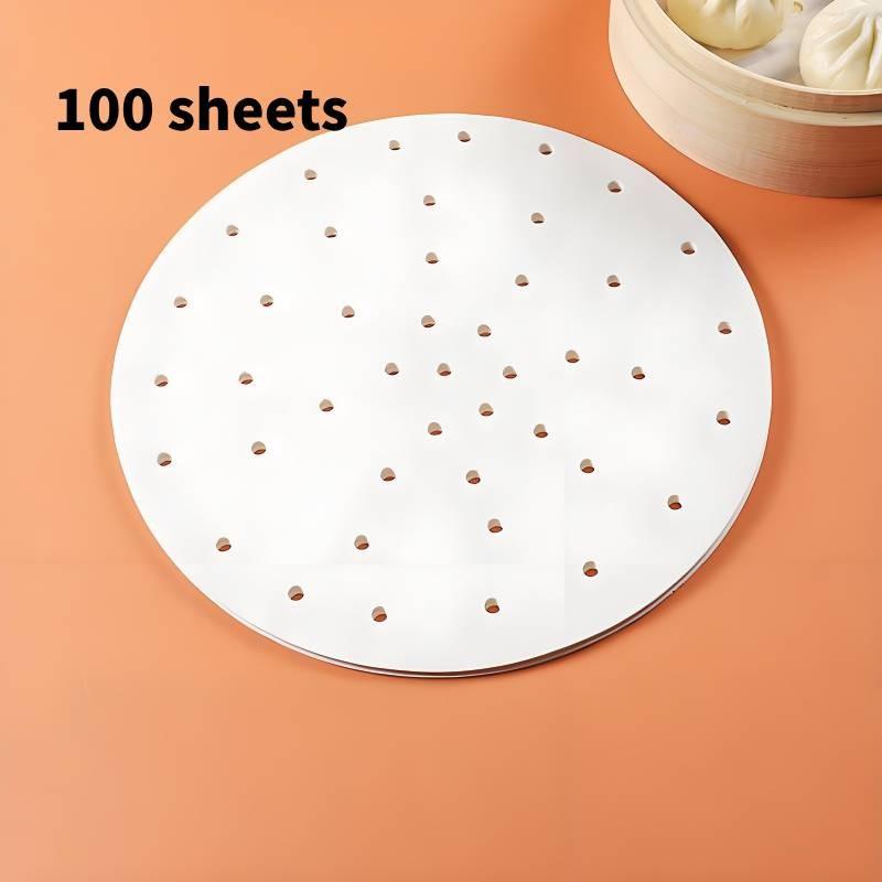 Disposable 100pcs Perforated Bamboo Steamer Liner Round Non Stick Paper Fryer