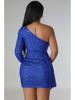 One-Shoulder Long Sleeve Sequined Bodycon Party Dress for Women