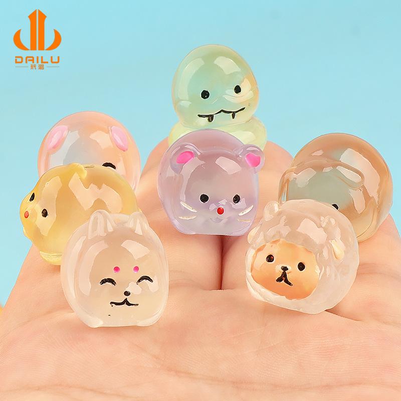 Micro Landscape Glow In the Dark Small Three-dimensional Cute Twelve Zodiac Animals, Decorative Accessories, Car Desktop , Toys