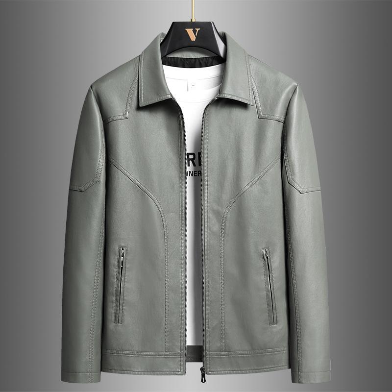 Men's Plus Velvet Leather Jacket: Trendy Autumn/Winter Outerwear for Youthful Style
