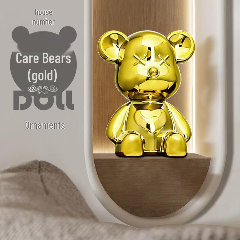 3D Long-Eared Electroplated Rabbit and Ferocious Bear Ornament