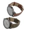 Men Quartz Watch Round Large Dial PU Leather Strap Retro Wristwatch for Daily Life Sports Business P