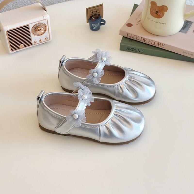 Kids Mesh Flower Decor Hook Loop Mary Jane Flat Shoes 23