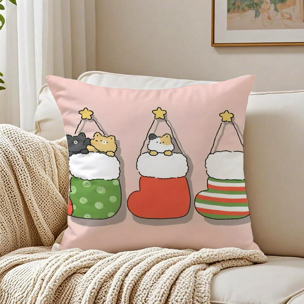 Christmas Stocking  Holiday Cushion Cover Pillowcase Antidustmite living Room Sofa Decor Cushion Room