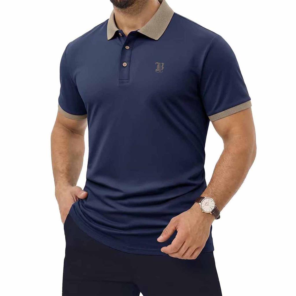 Herren Casual Polohemd mit kurzen Ärmeln und Kontrastkragen