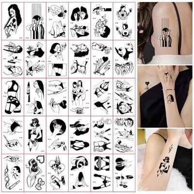 Small Fresh Series Of Tattoo Stickers Waterproof Male And Female Models Disposable Fashion Lines Simulation Tattoo Stickers