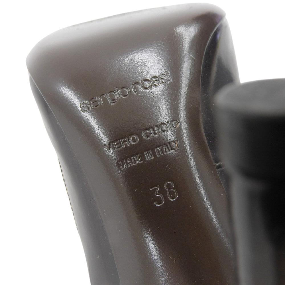 Sergio Rossi Beautiful Leather Lace-up Round Toe Heel Pumps for Women, Brown, Size 38 Shoes 38 BrownUsed