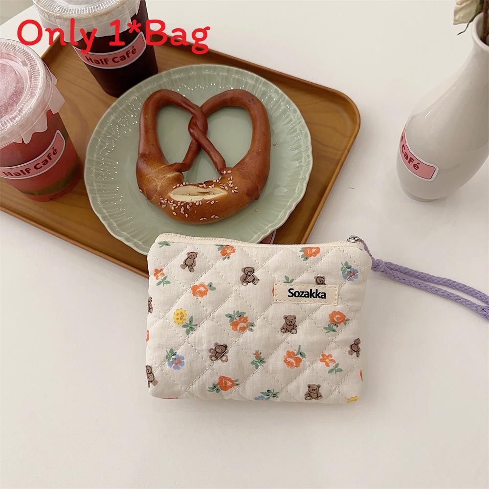 Cute Floral Cotton Wallet With Zip Pouch For Daily Use And Travel Storage For Girls