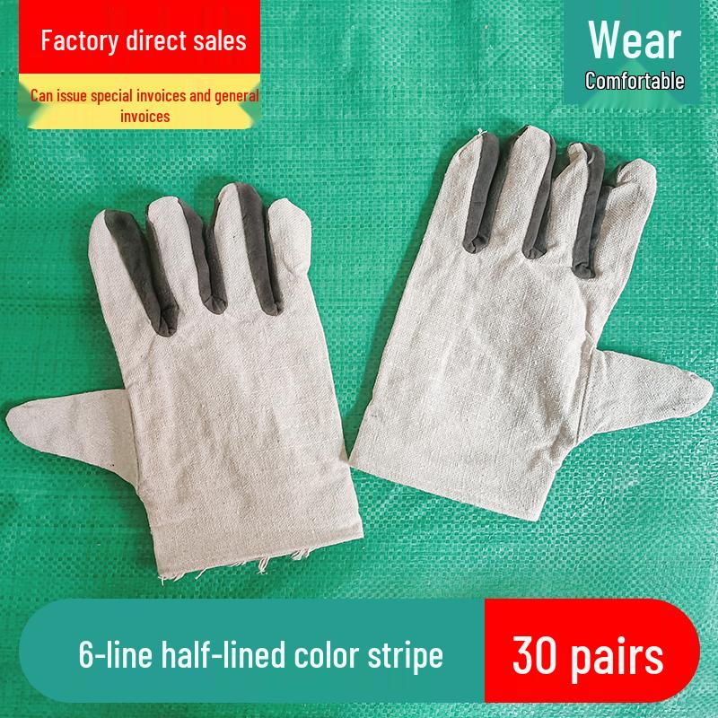 Heavy-Duty Anti-Slip Canvas Work Gloves – Durable, Double-Layer Protection for Construction and Welding