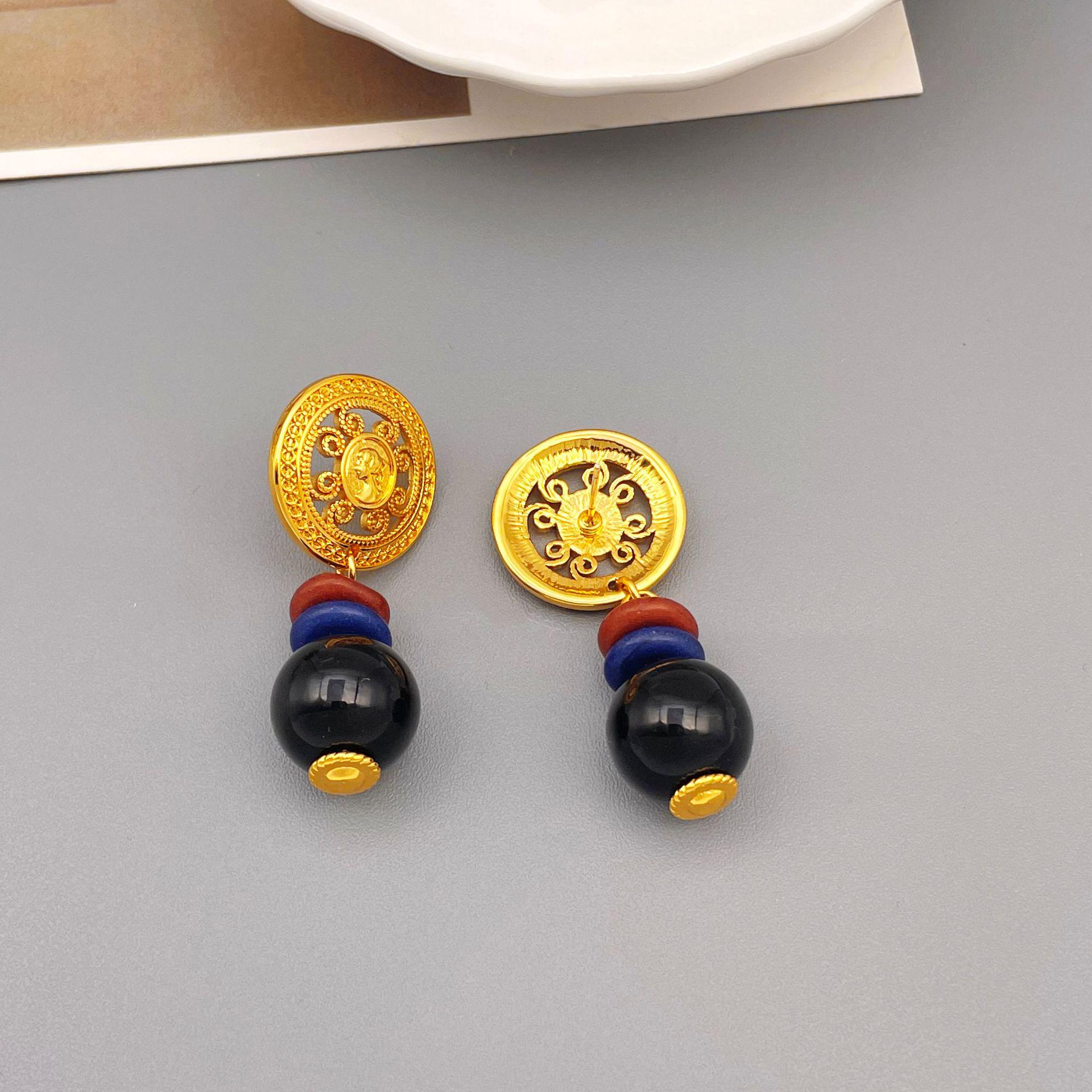 

Европейские и американские ретро глазурованные натуральные камни полые подвески 925 серебро висячие серьги