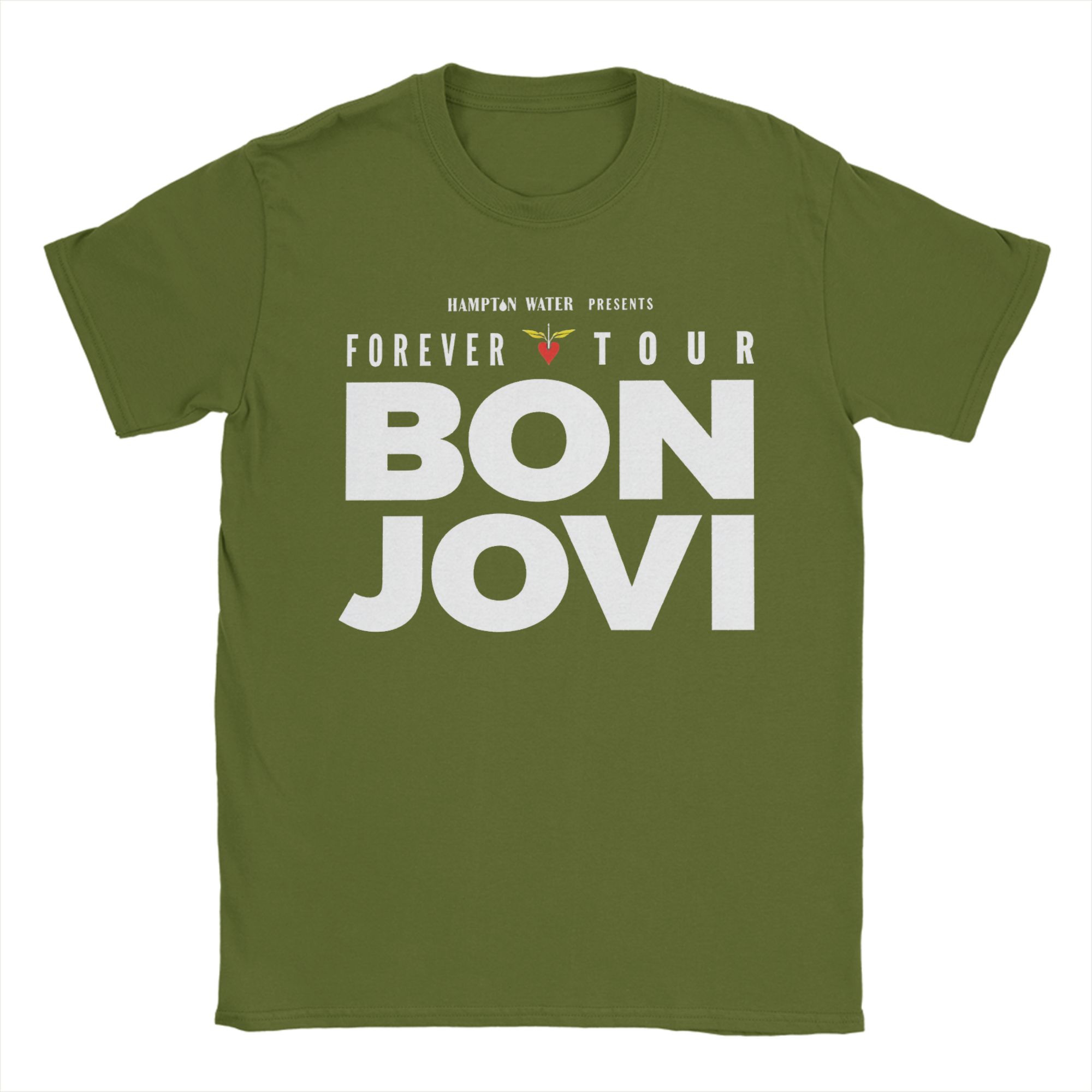 Bon Jovi Grunge Band Forever TOUR T-Shirt für Herren 100% Baumwolle T-Shirt Rundhals Kurzarm T-Shirt Große Größen Kleidung L white