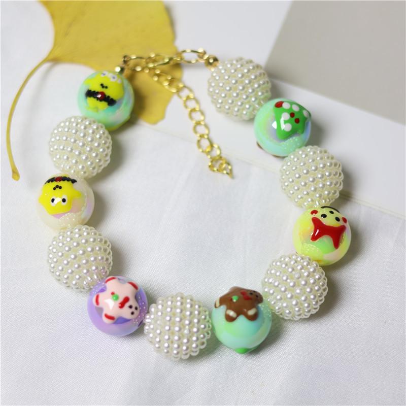 

Pet collar colorful bayberry ball pearl cat necklace cute smiley face dog necklace pet neck decoration XS 15-20CM белый