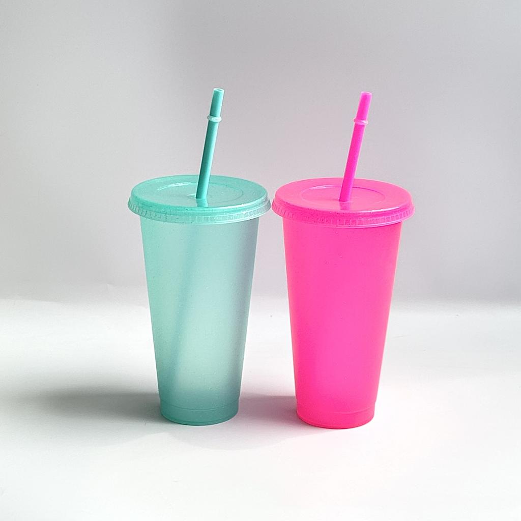 710ml Flash Powder Water Bottles For Girl With Straw Reusable Hard Plastic Tumbler With Lid Coffee Cup Drinkware Christmas Gift