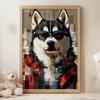 Plakat Husky W Okularach Plakat Husky W Okularach, 70X100 Cm, Rama Aluminiowa Czarna, Papier Matowy 230 Gsm
