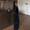 2025 cross-border European and American women's clothing Amazon zipper long-sleeved straight slim-fit casual pants commuter fashion suit