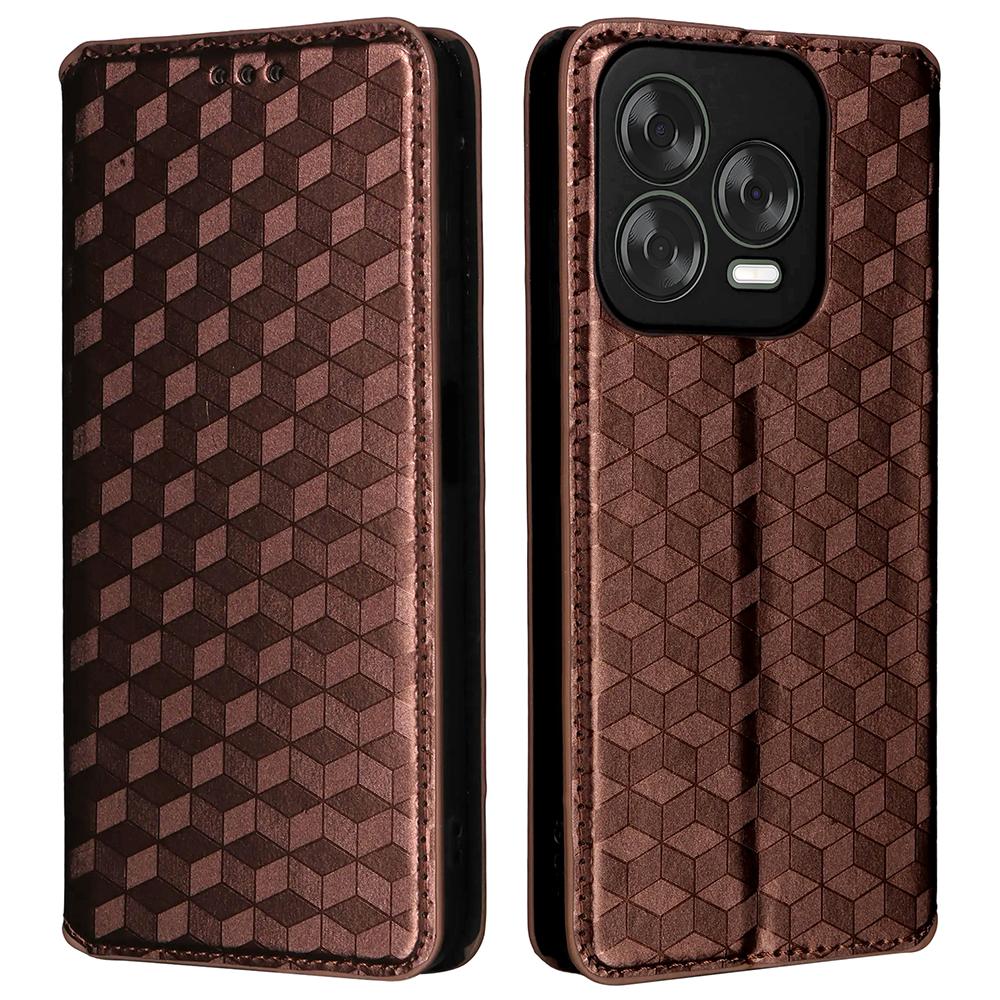 

Чохол-гаманець для телефону ZTE Blade V70 Design/Nubia V70 Design/Blade V70 Vita з ромбоподібним тисненням, шкіряна обкладинка для телефону Brown