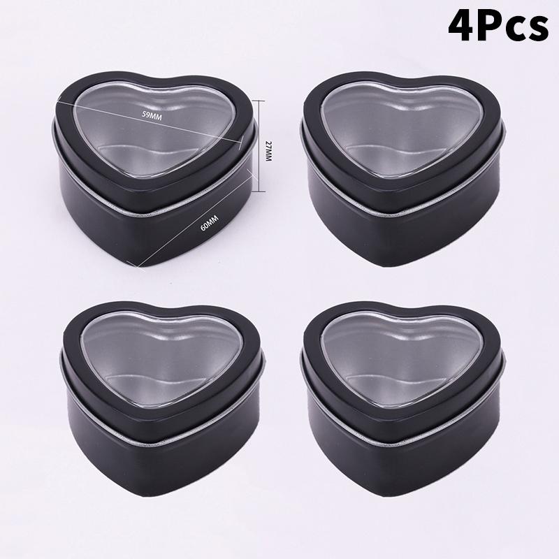 Heart-Shaped Gift Boxes, Tin Heart-Shaped Empty Jars With Lids, Mini Jewelry Boxes/Spice Boxes