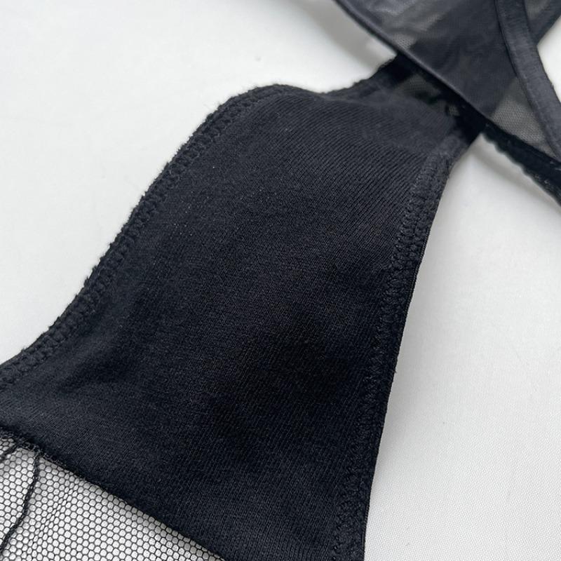 Women's Summer Ultra Thin Mesh Embroidery See Through Hot Breathable Thong Panties