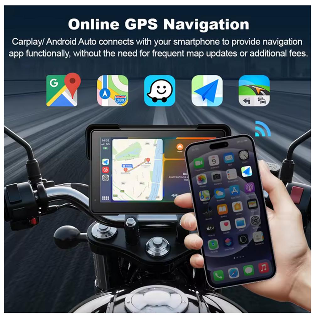 7" Motorcycle w/ Carplay Android Screen Dual Bluetooth Portable GPS Navigation