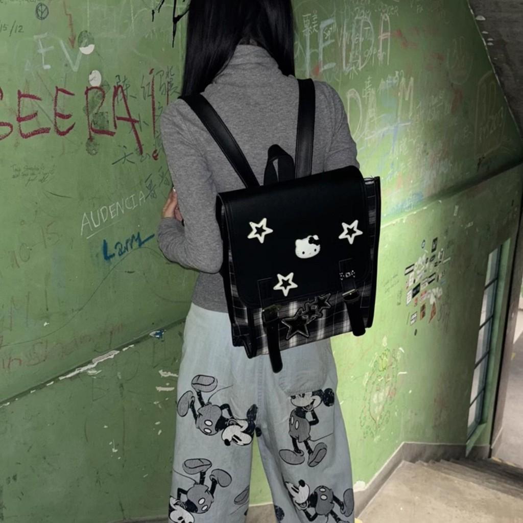 Pentagram Pattern Grid Fashion Backpack For Students And Daily Use