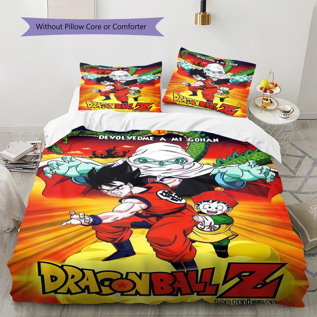 Dragon Ball Otaku Bedding Set HD Print Duvet Cover with Pillowcases Soft Comfortable for Bedroom