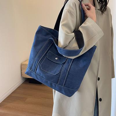Women's Bag Temperament Commuting Large Capacity Canvas Handbags  New Casual Versatile Shoulder Bags College Student Totes