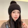 Autumn and Winter New Hat Female Rabbit Fur Pearl Fur Ball Hat Solid Color Winter Warm Knitted Wool Hat