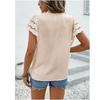 Lace Hollow Cardigan Button Short Sleeve T-shirt Tops Women