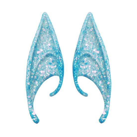 1Pair Elf Ears High Simulation Flexible Pointed Tip Luminous Glitter Cosplay Props Latex Halloween Costume Party Fairy Ears for Festival