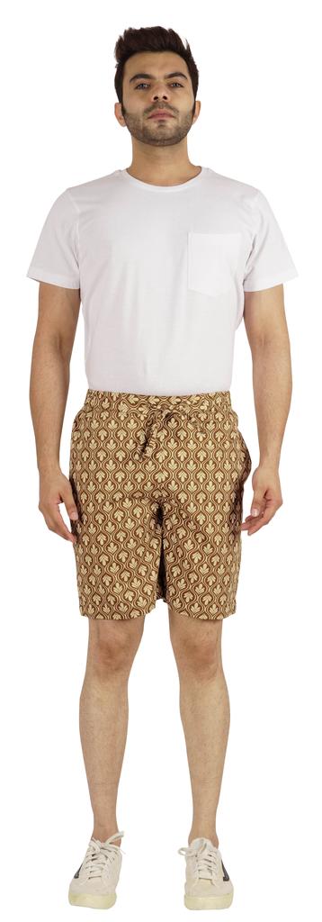 Inkmeso Casual Cotton Printed Shorts For Men’s Summer Elastic Waist Classic Everyday Shorts