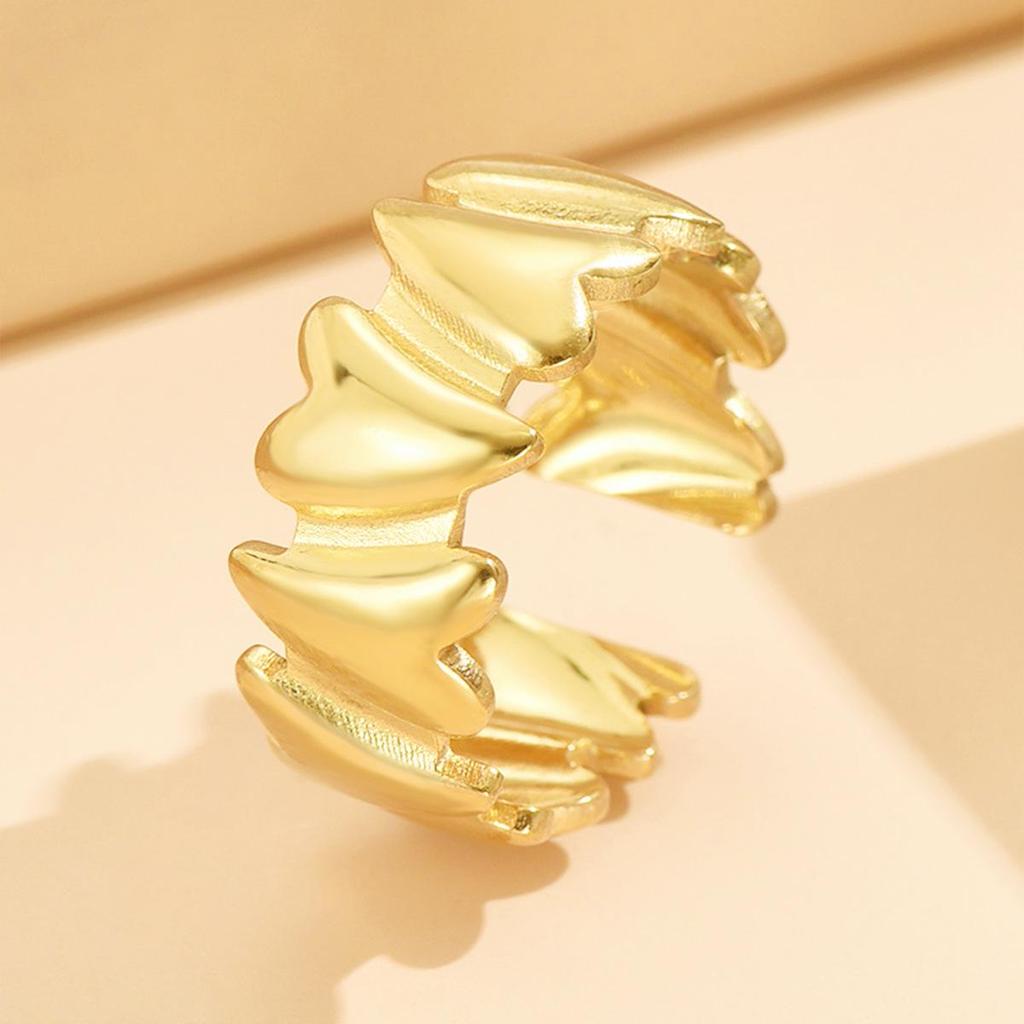 Women's Irregular Heart Ring, Versatile Open Heart Design, Stainless Steel with 18K Gold Vacuum Plating