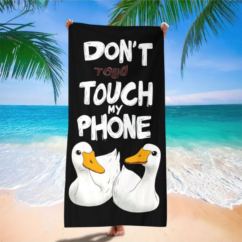

1pc Oversized Quick-Dry Sand-Free Beach Towel - Lightweight Compact Travel Towel with Cute Don t Touch My Phone Ducks Design W30*H60(CM)