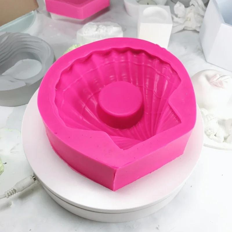 Shell Shape DIY Silicone Candle Mold Soap Form Candle Holder Mold Handmade Plaster Aroma Crafts Cake Decorating Tools