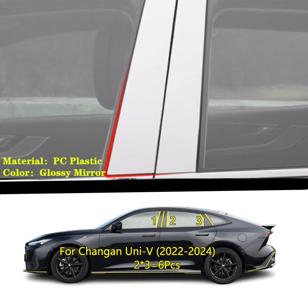 TPU/Glossy Mirror Door Central Middle Window Pillar Post CoverFor Changan UNI-K UNI-T UNI-V -2024 Decoration Sticker Plate