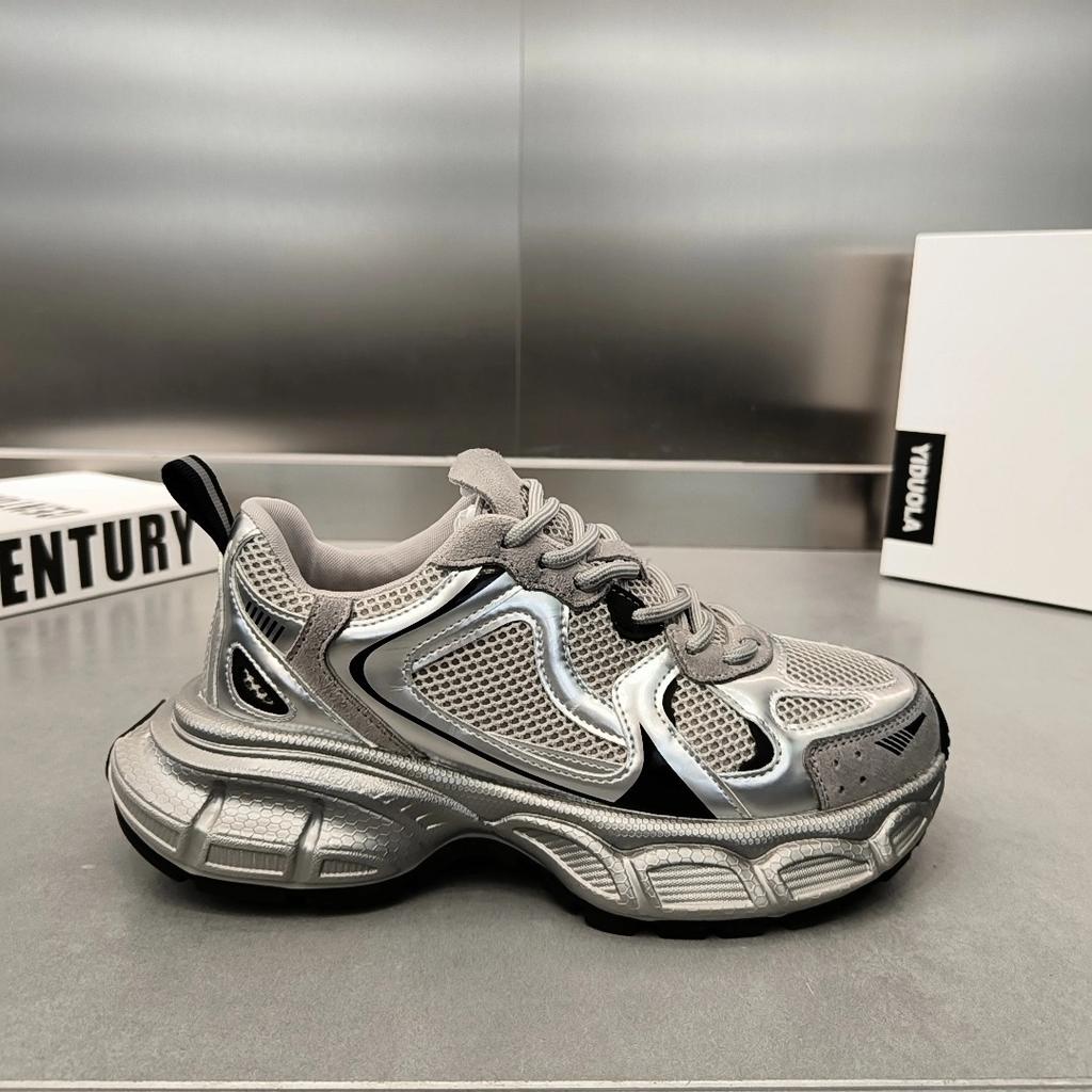 Platform Dad Shoes Silver Heavy Industry Women's New Sports Shoes Women's Light Casual Shoes Fried Street Women's Single Shoes