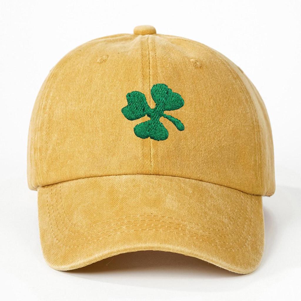 Spring/Summer Korean Style Clover Embroidery Baseball Cap - Sun Protection Duckbill Hat with Wide Brim