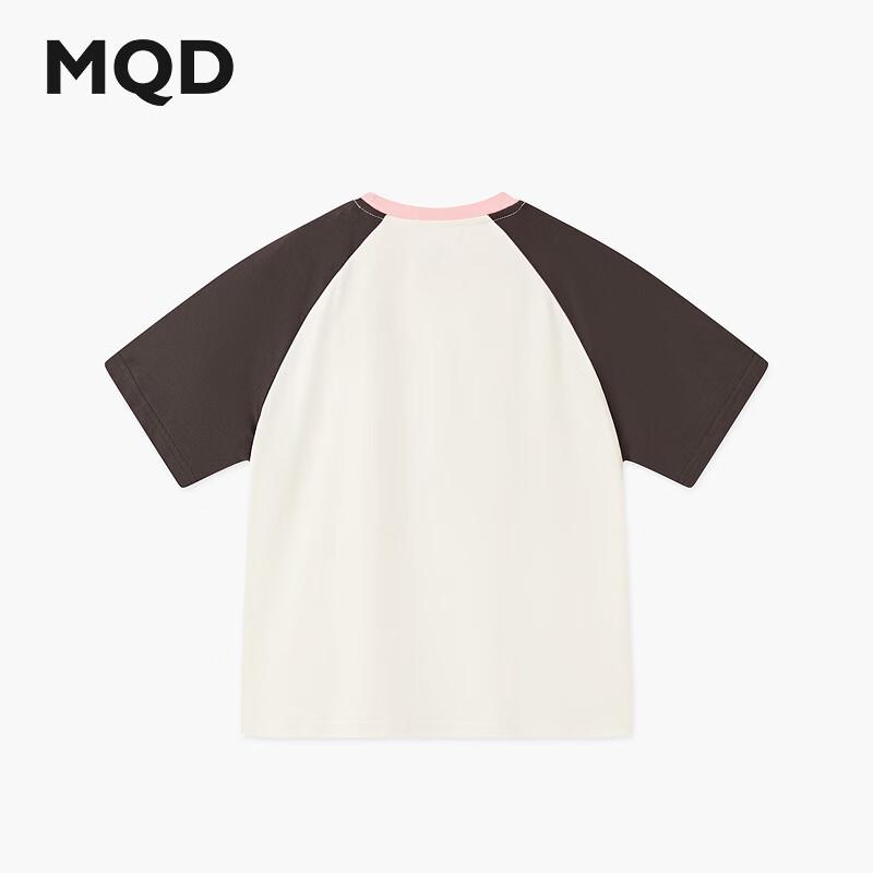 MQD Girls  Summer College Style Color-Block Letter Short Sleeve T-Shirt 130