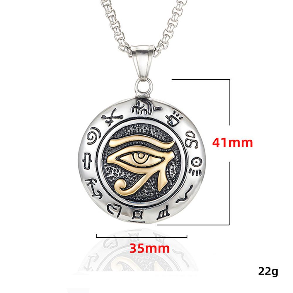 Stal nierdzewna Wisiorek z Okiem Horusa Naszyjnik Vintage Egipski Amulet Runa Biżuteria Męska Prezent Akcesorium Faraona