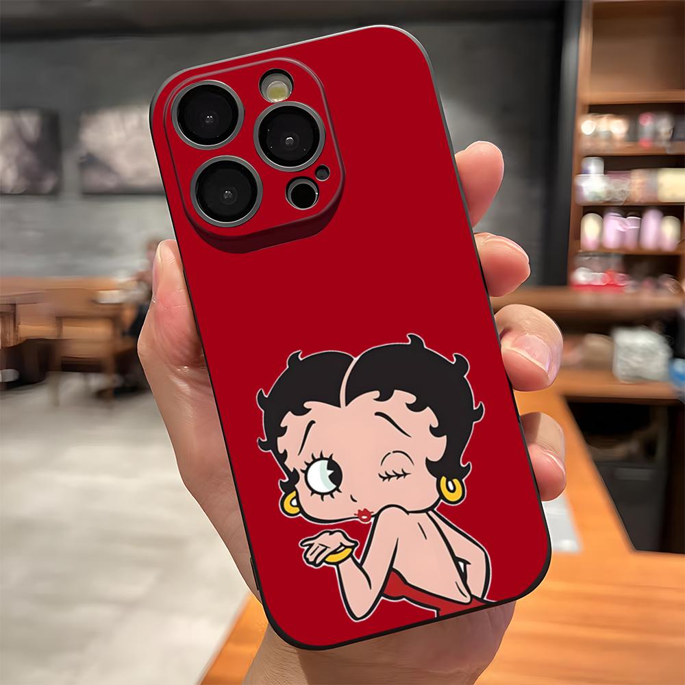 Cartoon B-Betty HOT B-Boop Handyhülle Für IPhone 17 Pro Max 15 Pro 16 14 Plus 12 13 Mini 11 Pro Stoßfeste Weiche Hülle